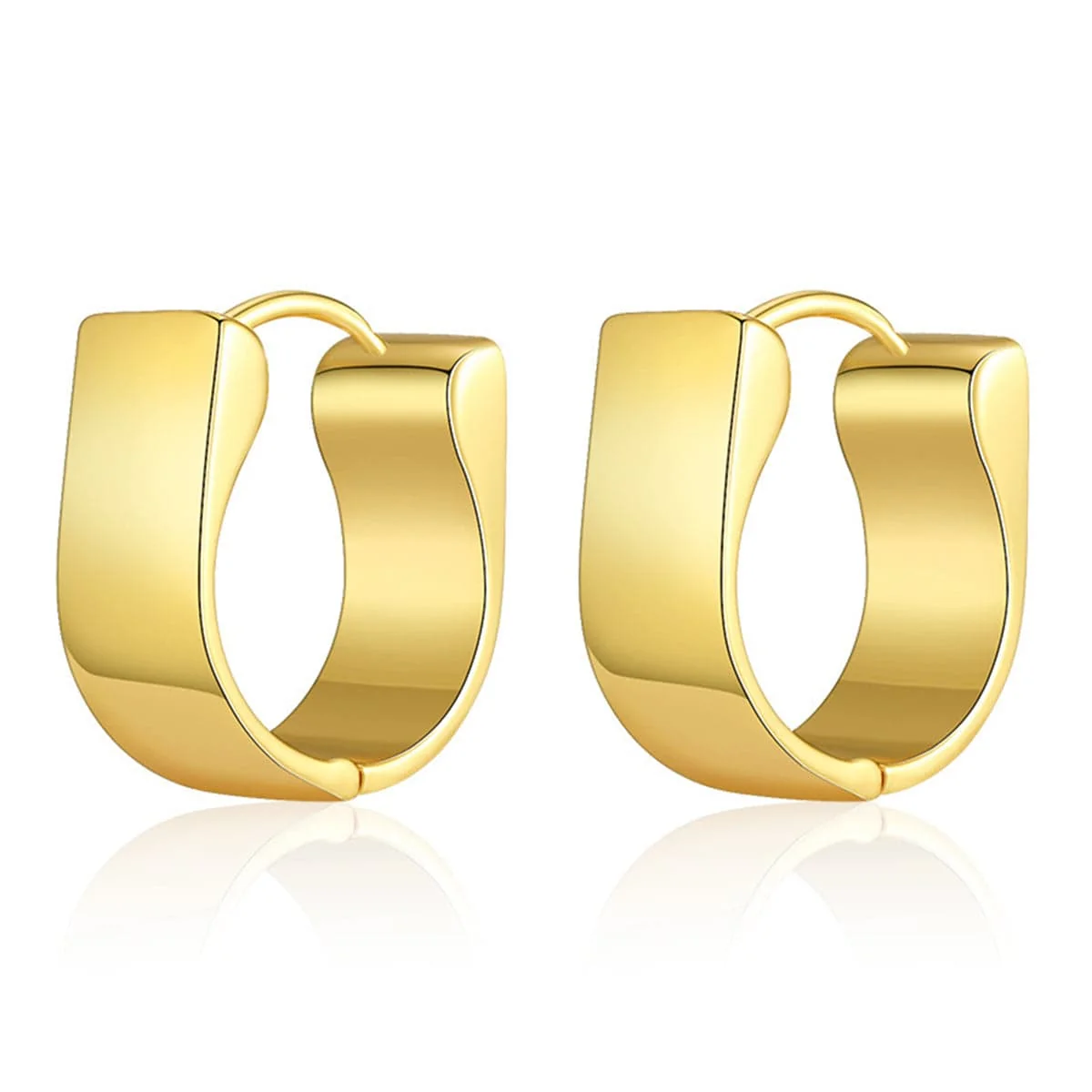 Soft Goldtone U-Shape Huggie Earrings Modern