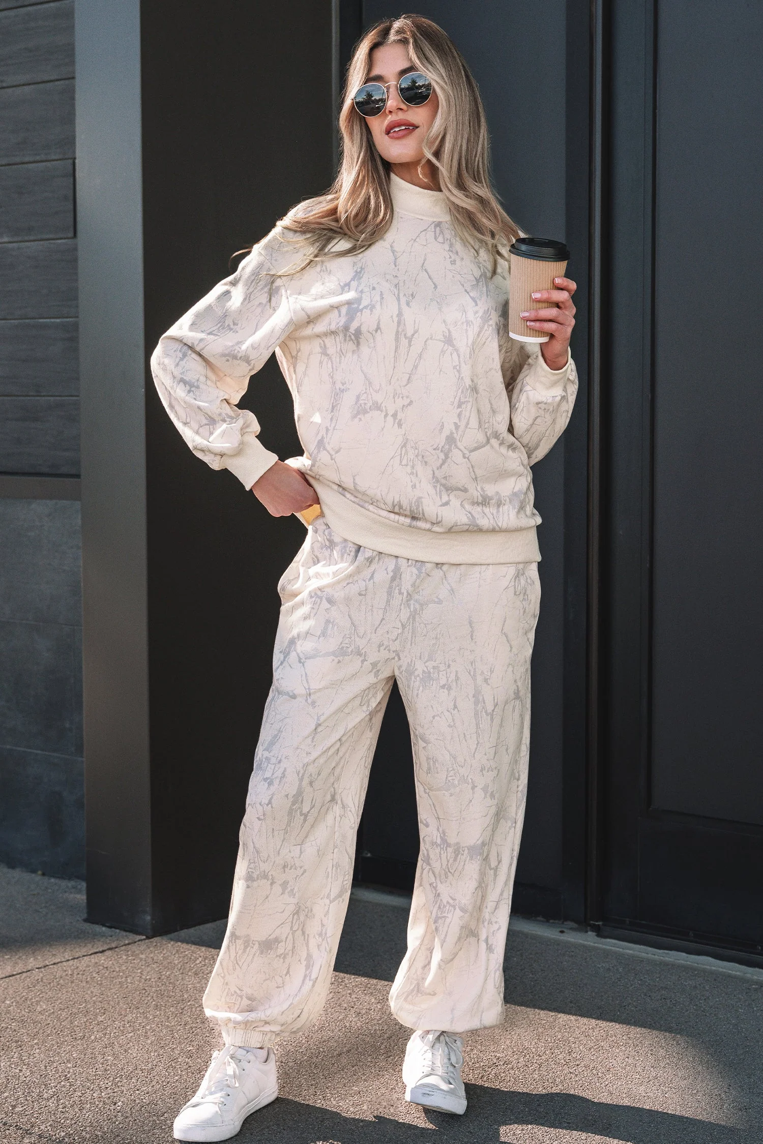 Exceptional Threaded Pear Liliana Print Jogger Pants Lightweight