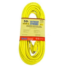 Fine 50' Foot Yellow 12 Gauge Wire 12-3 Power Cord Electric Electrical Extension Smooth