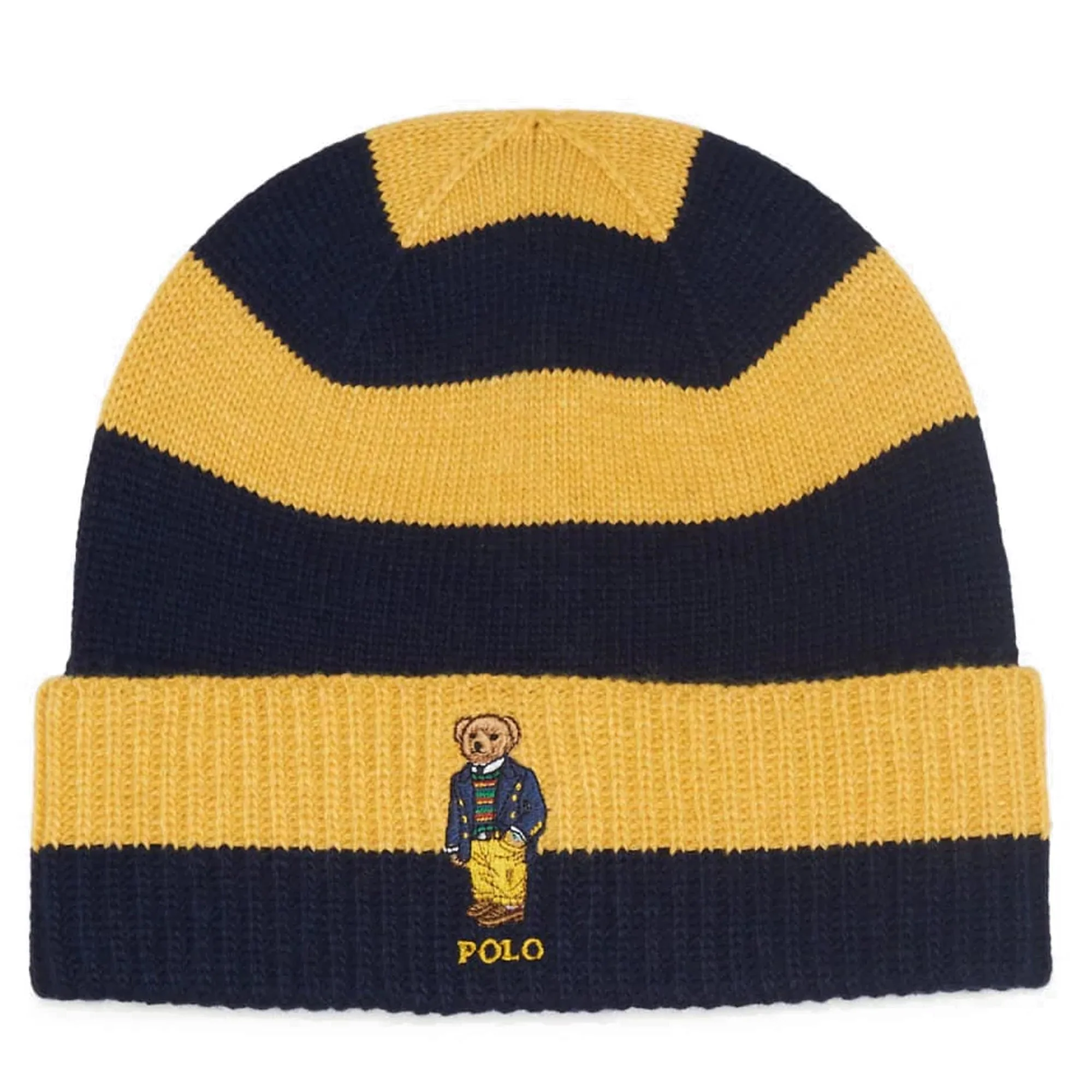 Natural Polo Ralph Lauren Men's Rugby Stripe Bear Beanie Hats Easy-to-Use