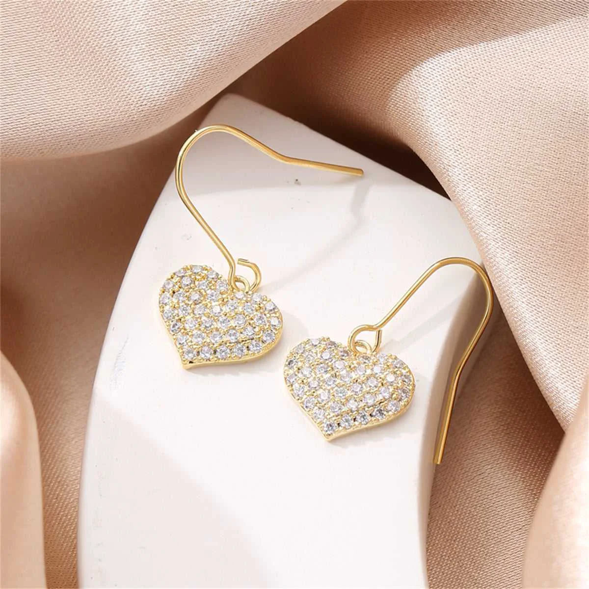 Clean Cubic Zirconia Goldtone Heart Drop Earrings Fast