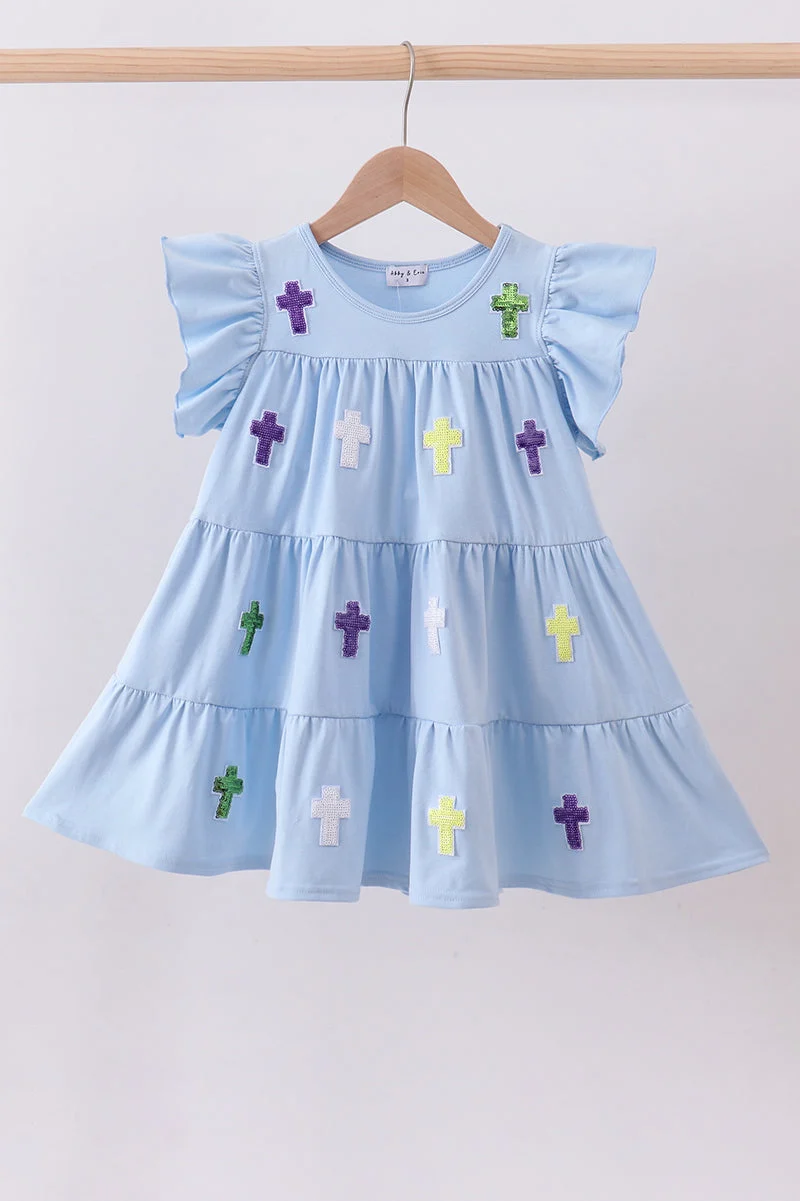 Recyclable Blue cross sequin tiered dress Quality