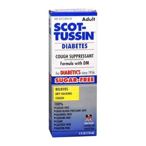 Superior Scot-Tussin Diabetes Cough Suppressant Formula With DM Sugar- 4 oz Selected