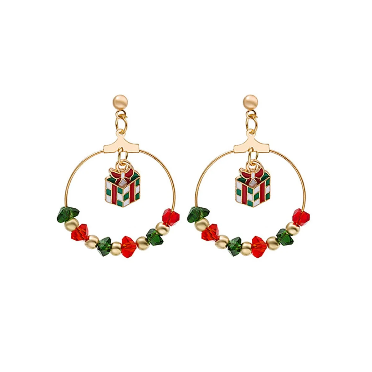 Soft Red Enamel Acrylic Goldtone Gift Box Drop Earrings Sustainable
