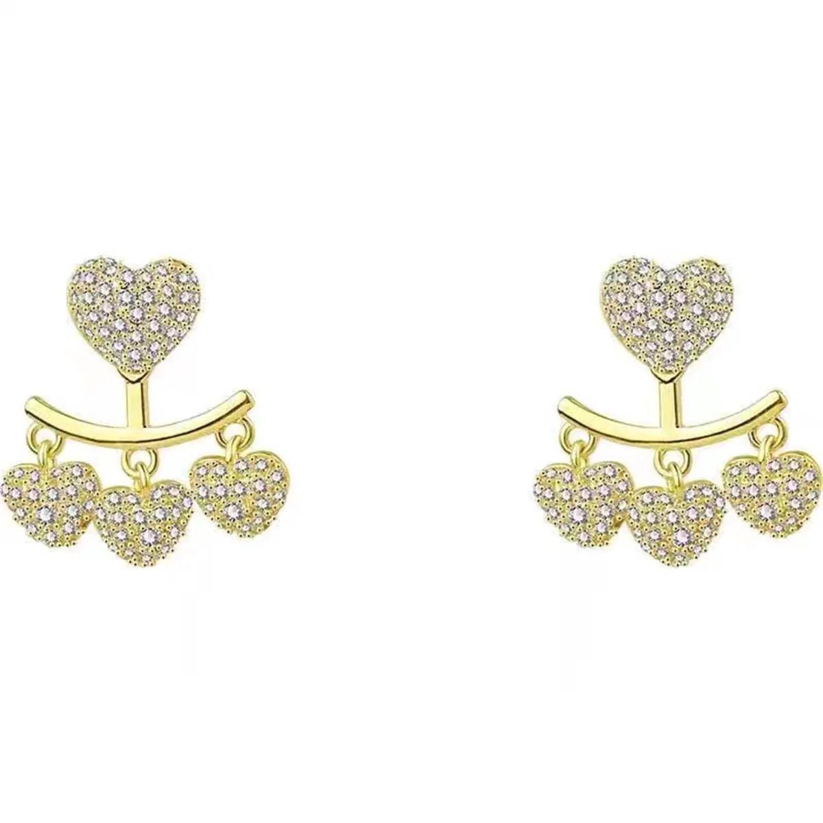 Flexible Cubic Zirconia Goldtone Heart Tassel Ear Jackets Advanced