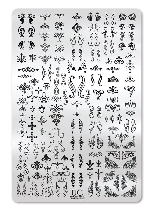 Dependable Flourishes Ornaments - Uber Chic Stamping Plate Detailed
