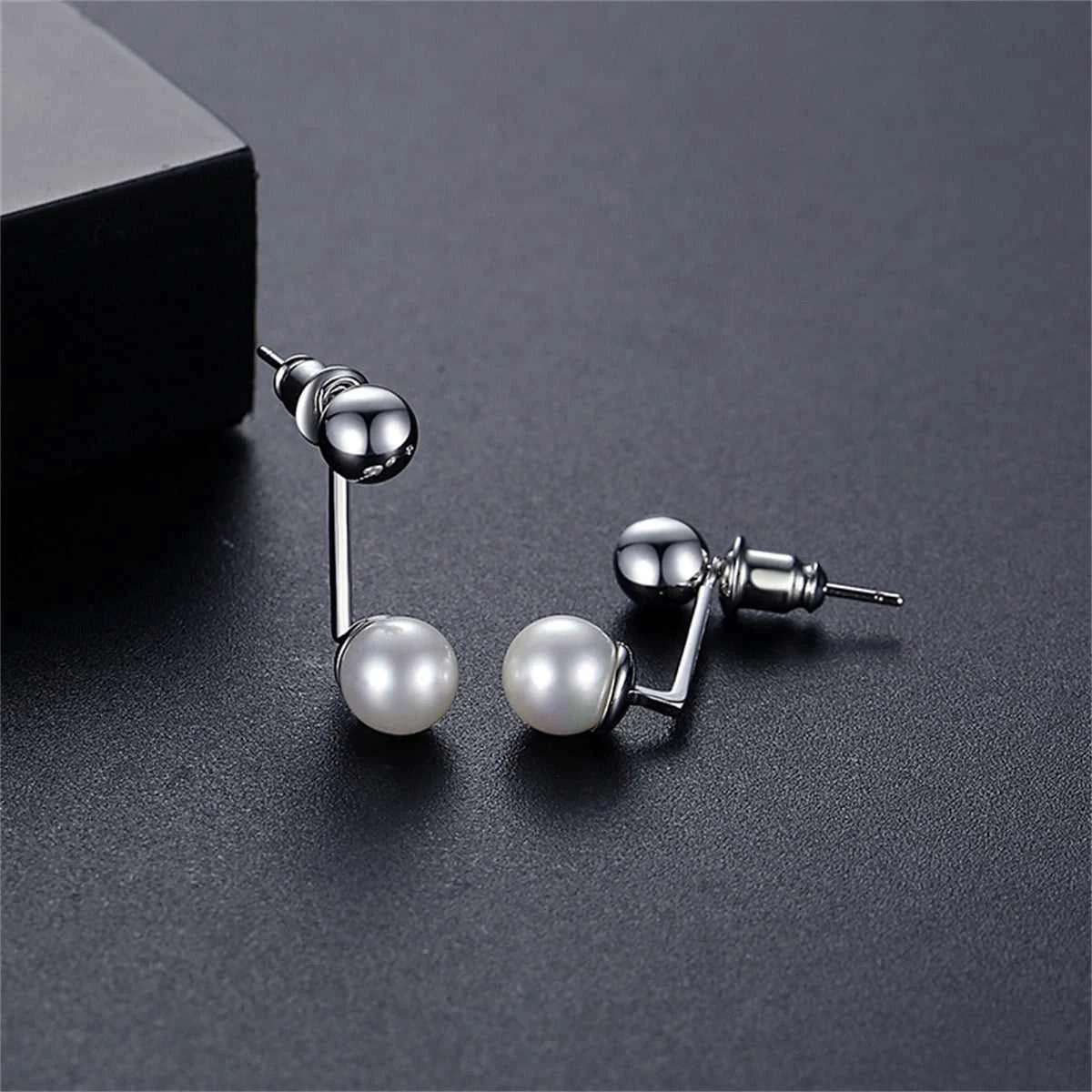 Quality Pearl Silvertone Bar Ear Jackets Sustainable