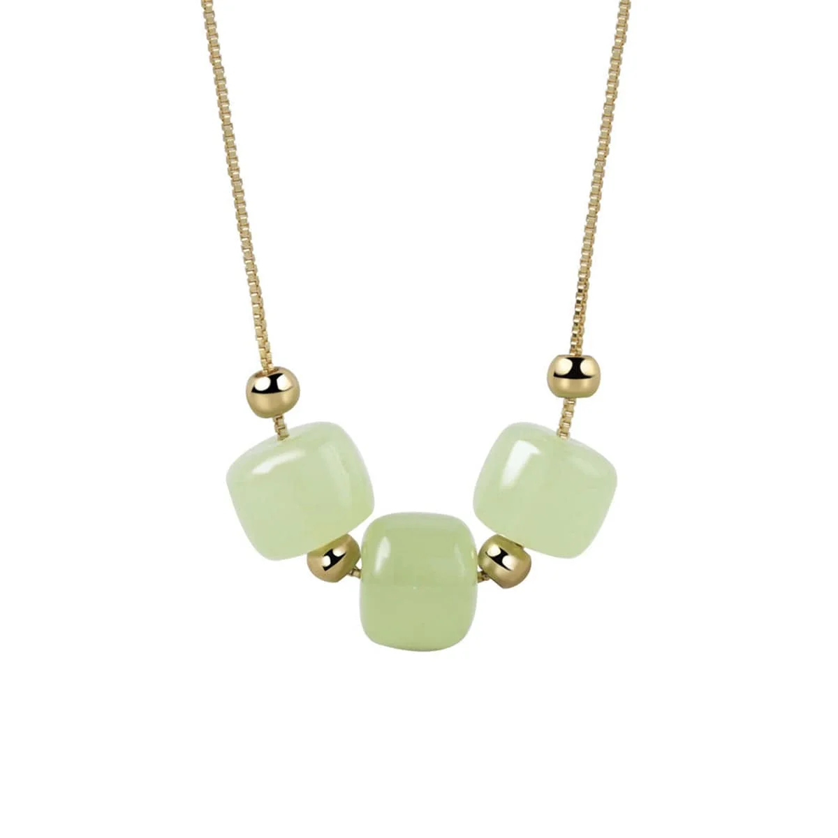 Certified Jade Goldtone Beaded Pendant Necklace Convenient