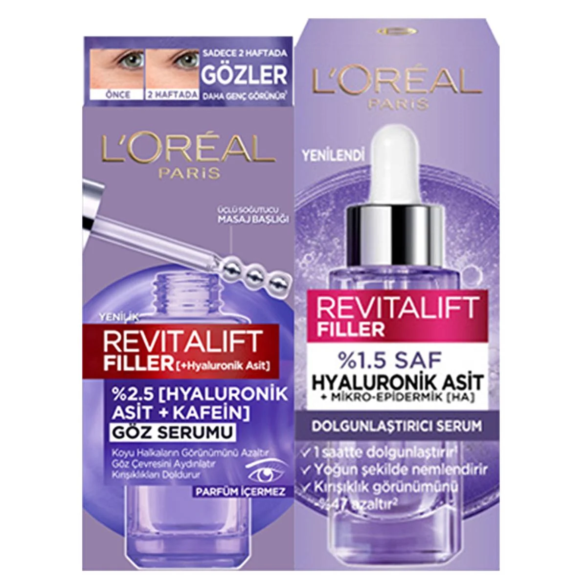 Organic L'O Revitalift Hyaluronic Acid Anti-Aging Serum Set - Reduce Wrinkles Dark Circles Deeply Hydrate for Youthful Skin Official