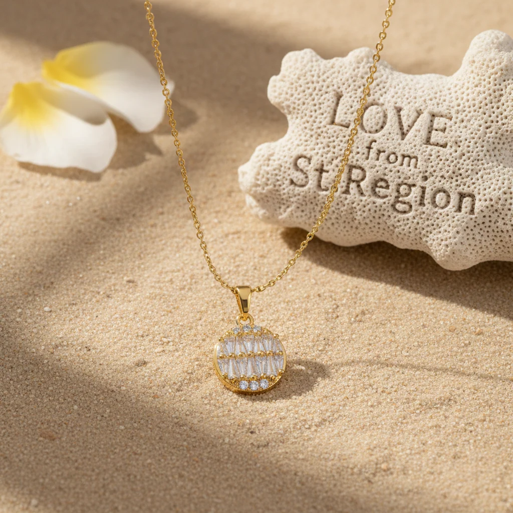 Sustainable Crystal Goldtone Triangle-Cut Round Pendant Necklace Casual