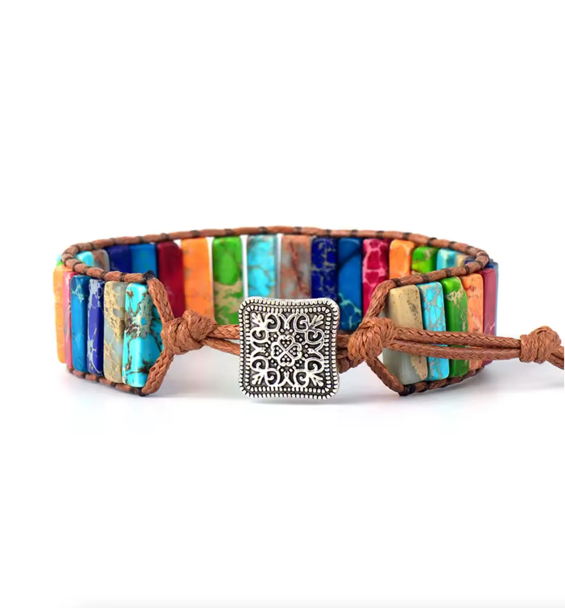 Verified Multi-Colour Jasper Bar Gemstone Bracelet - Handmade Beaded Women'S Jewellery Exceptional
