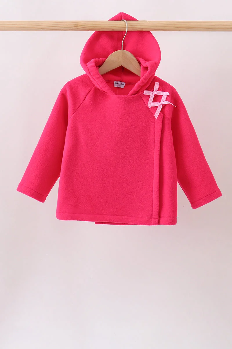 Traditional Magenta Fleece Bow Coat Genuine