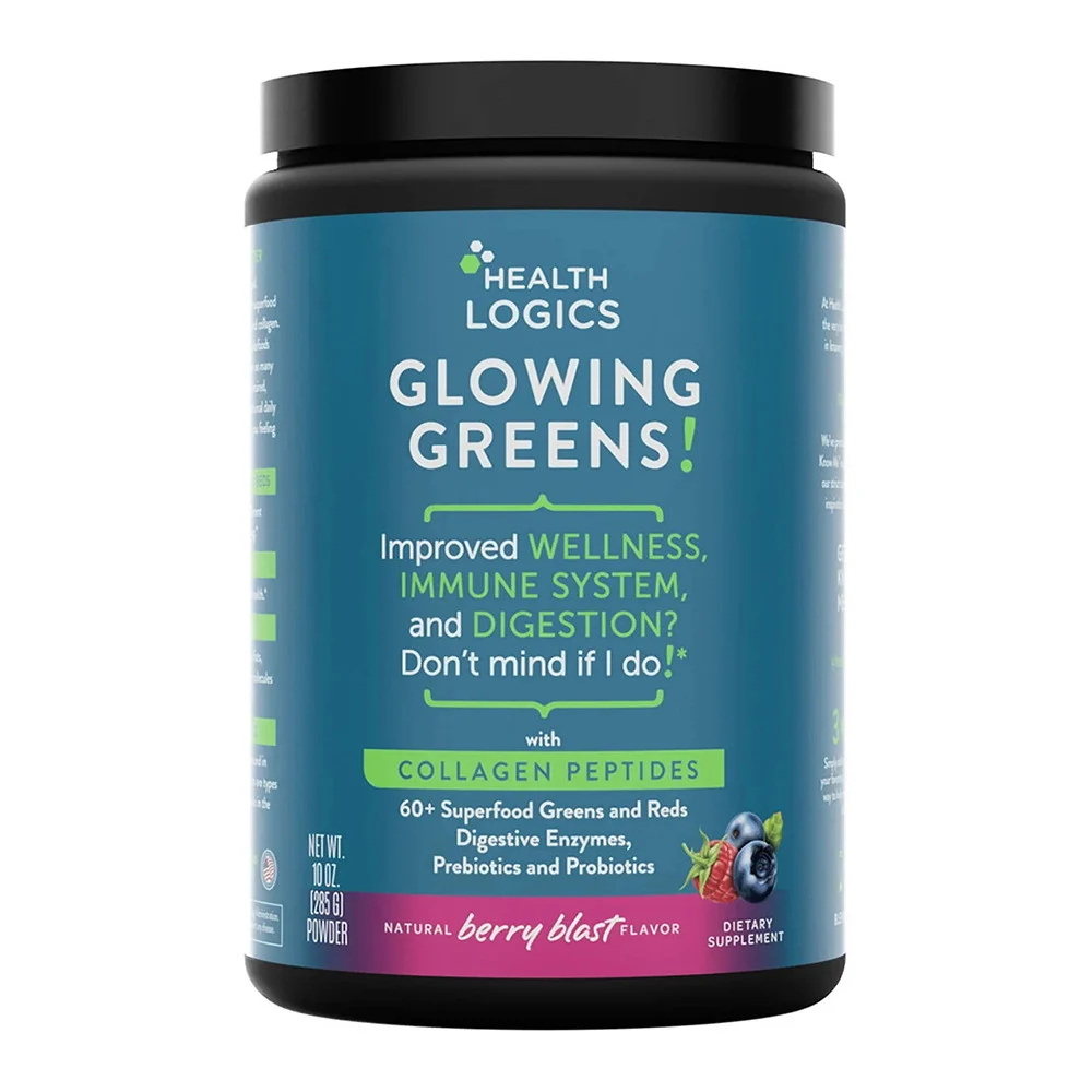 Reliable Health Logics Glowing Greens Superfood Collagen Powder Berry Blast 10 Oz Official