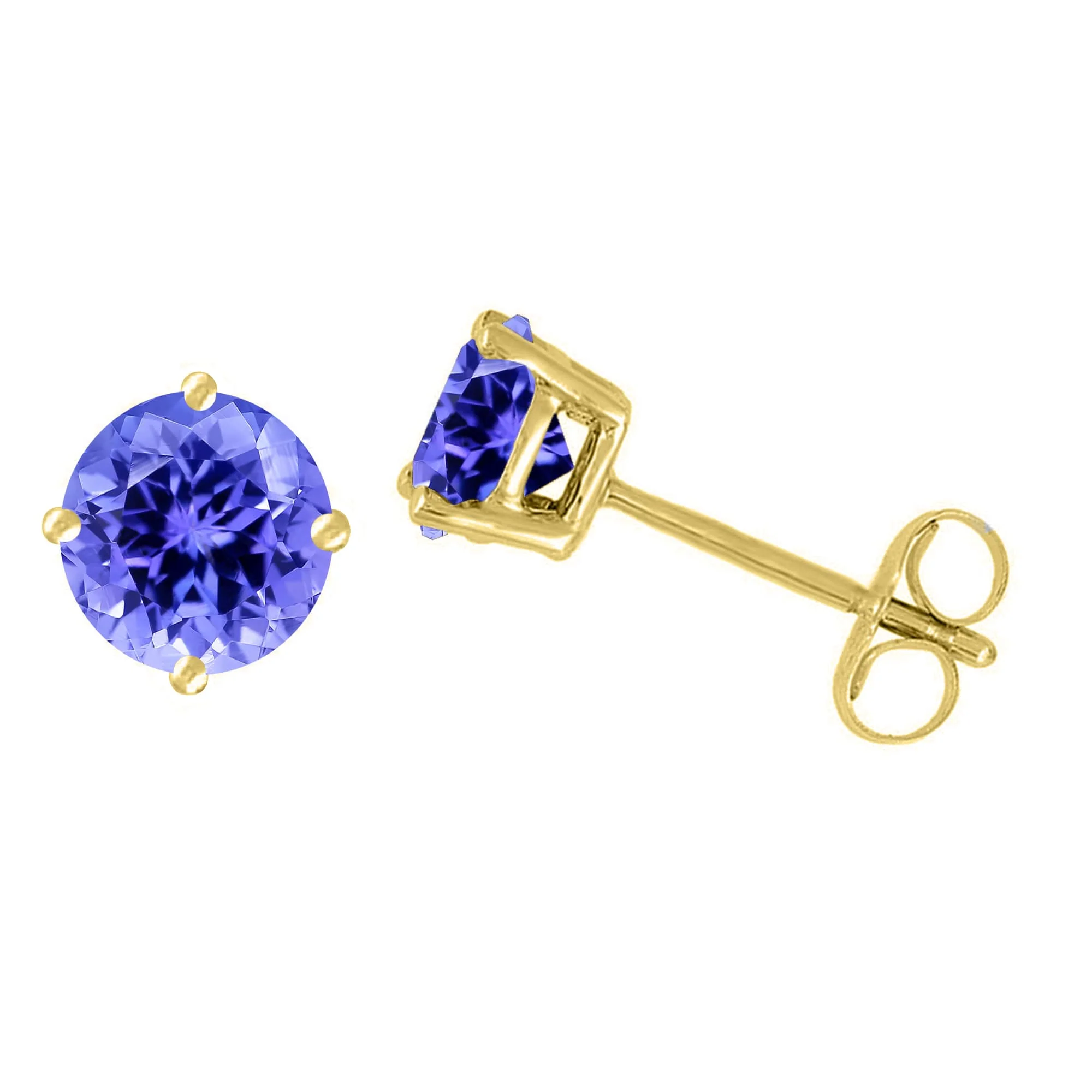 User-Friendly Gold Over Sterling Silver 1.0CT Natural Tanzanite Stud Earrings Fine