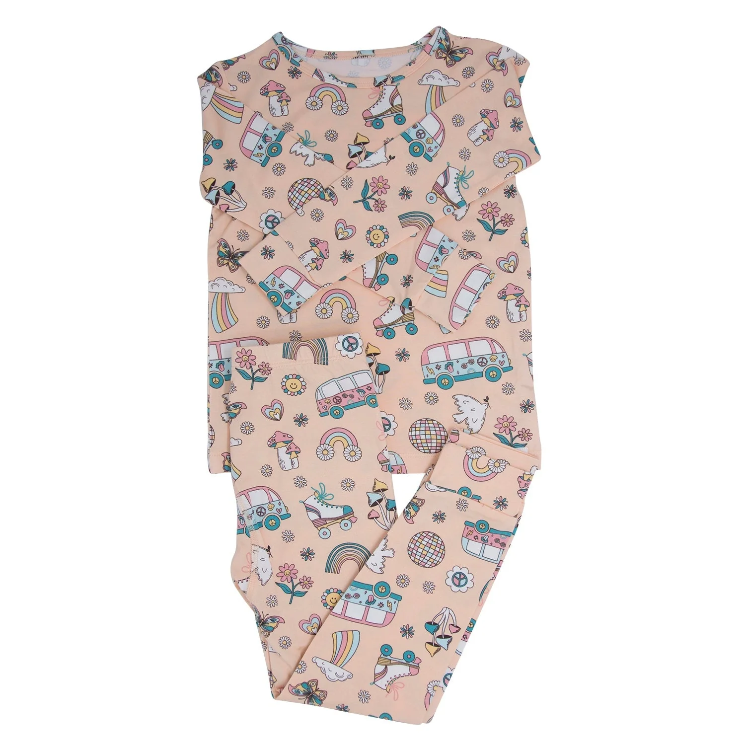 Unique Retro Roller Skates Big Kid Pajama Set Relaxed