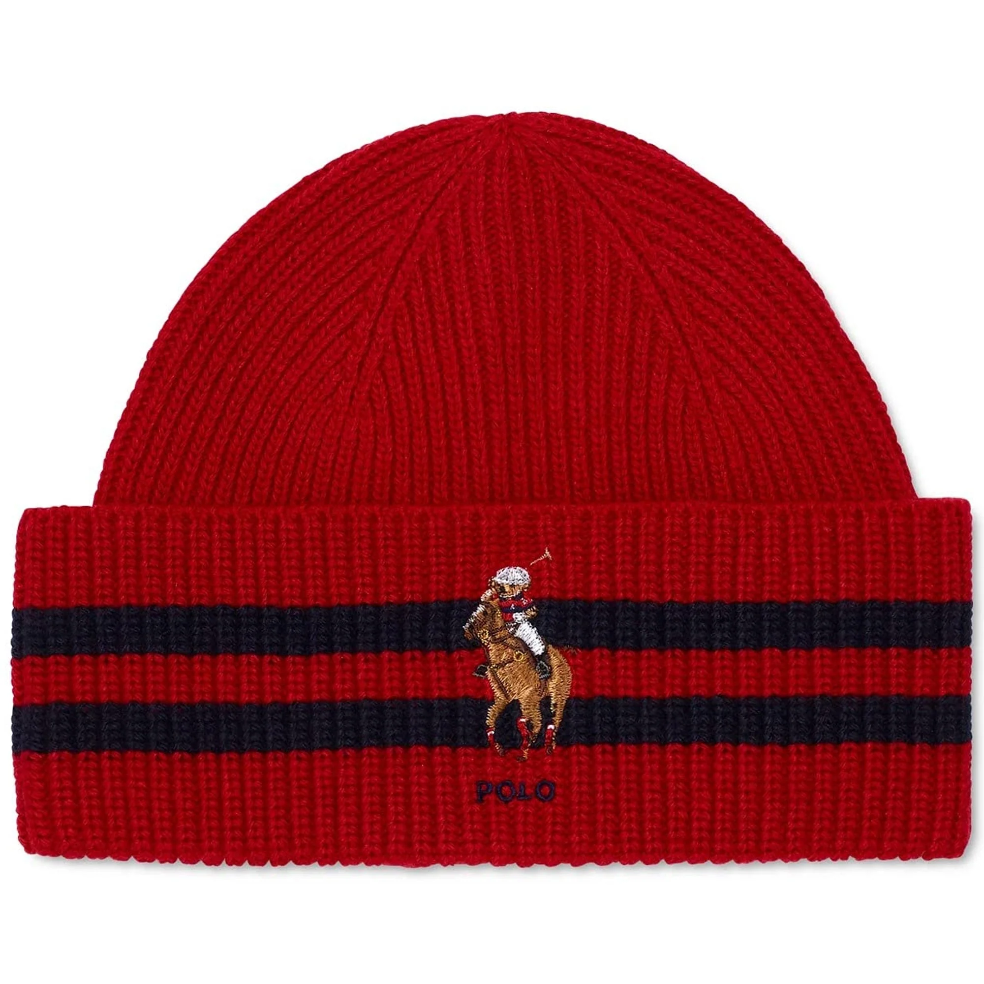 Advanced Polo Ralph Lauren Men's Stripe Cuff Bear Beanie Hats Fine