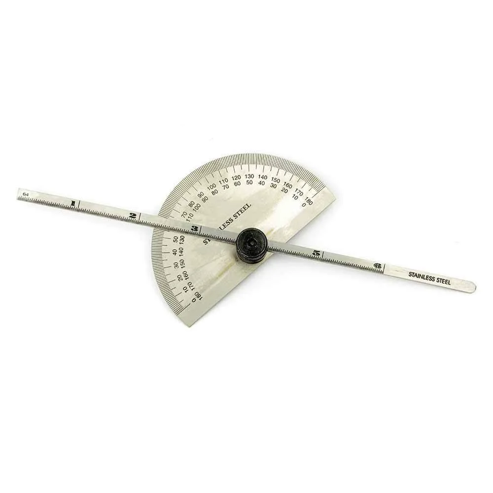 Solid Precision Round Head Protractor Depth Gauge Angle Gage Top-Quality