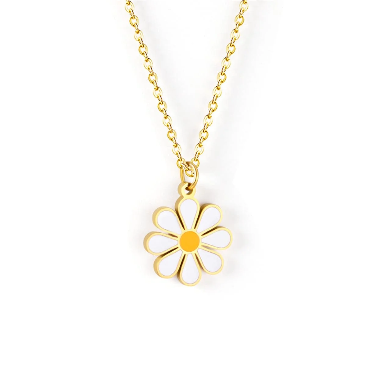 Authentic Yellow Enamel Goldtone Mum Pendant Necklace Next-Generation