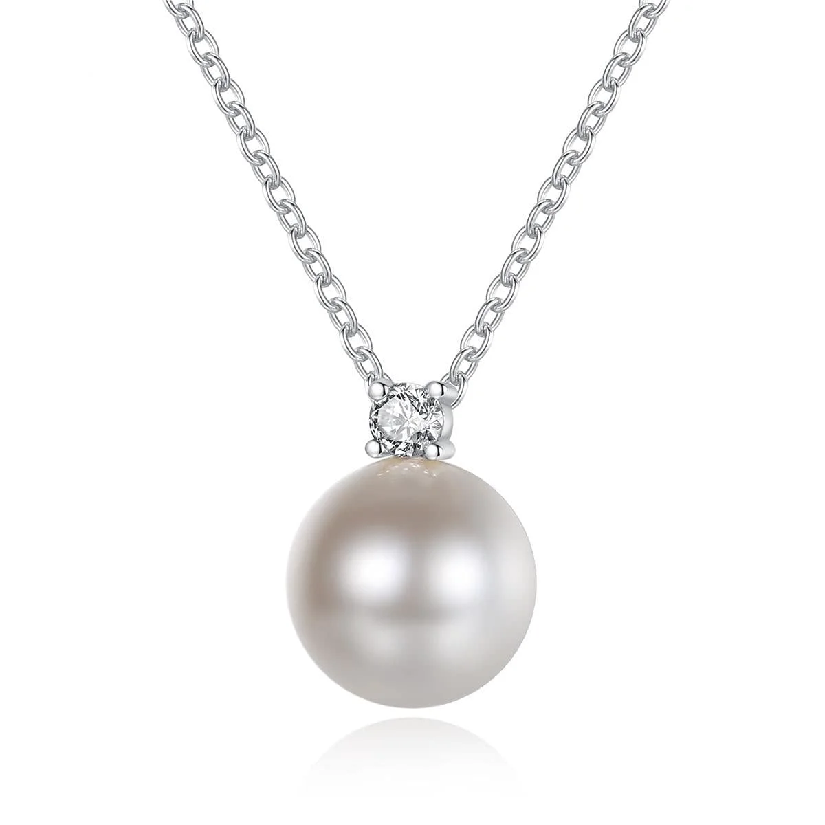 Verified Cubic Zirconia Pearl Silvertone Ball Pendant Necklace User-Friendly