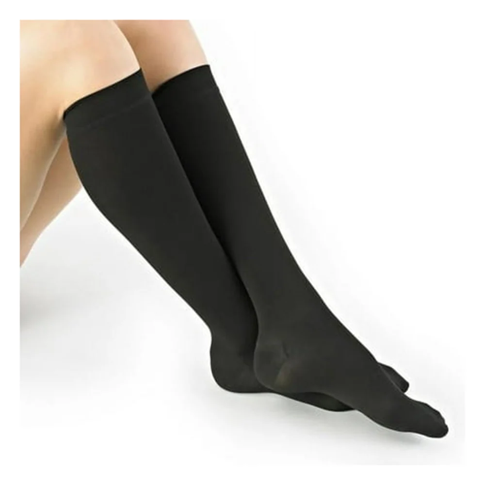 Comfortable Loving Comfort Microfiber Knee High 10 to 20Mmhg Closed Toe Women Black Extra Large 1 Pair Artisan