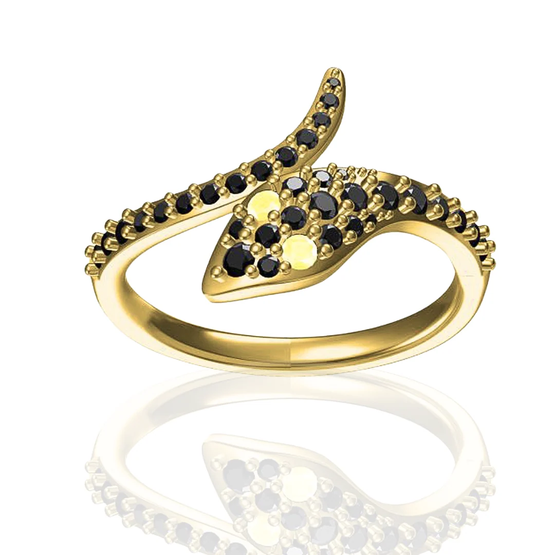 Green Black Spinel Serpent Snake Ring Next-Generation