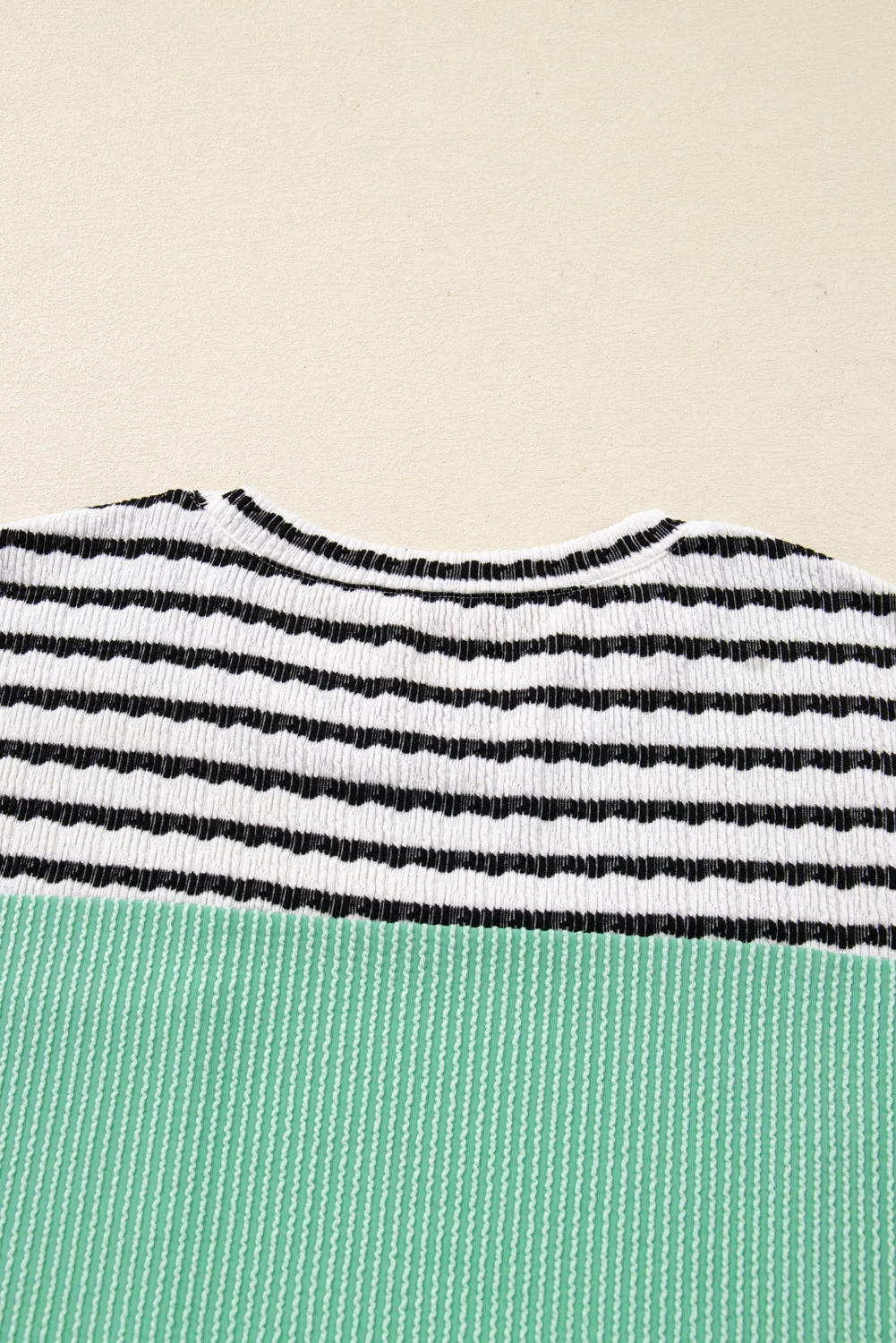 Proven Threaded Pear Claire Contrast Striped Patchwork Long Sleeve Top Breathable