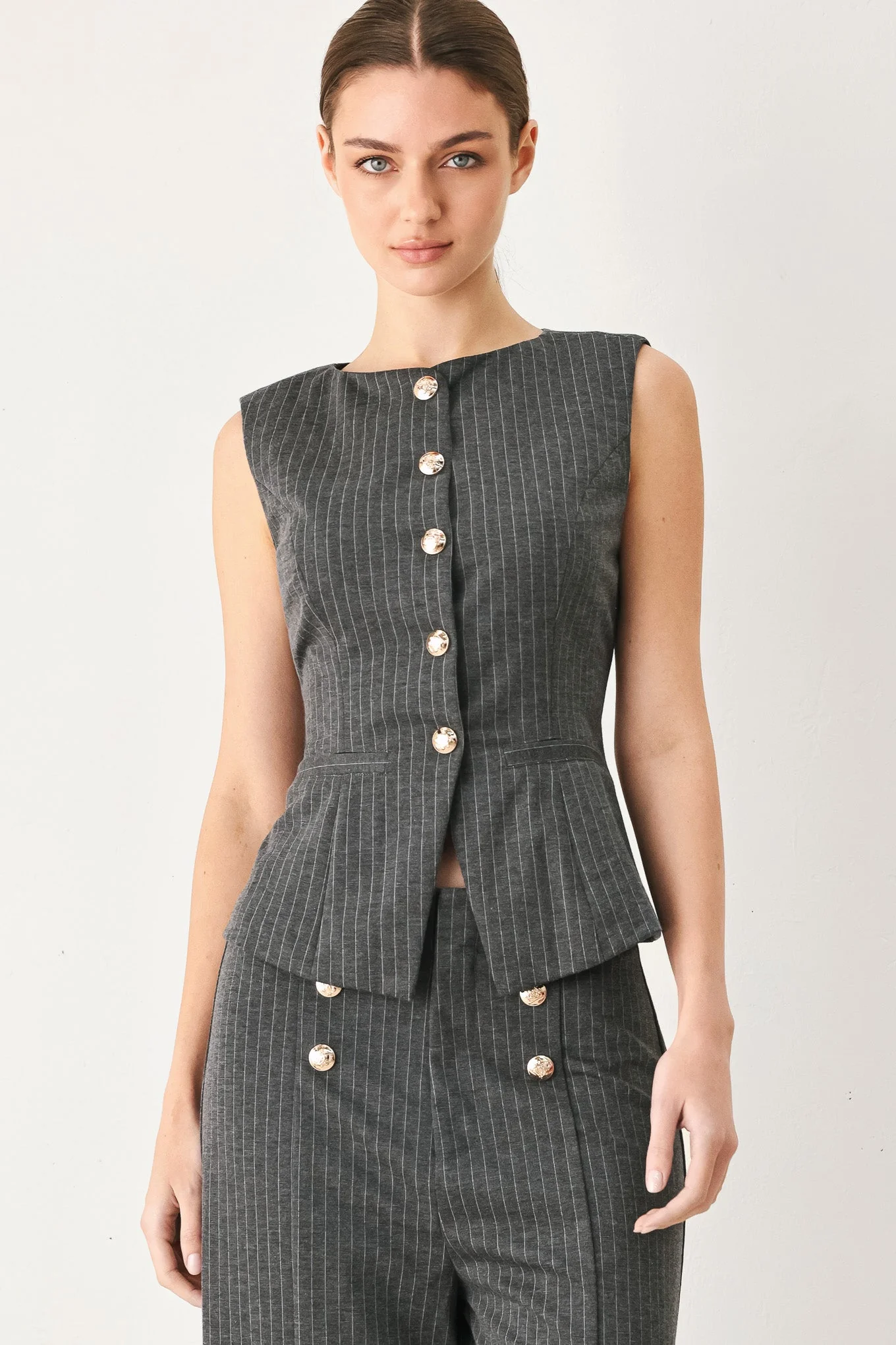 Authentic Modern Pinstripe Woven Vest Secure