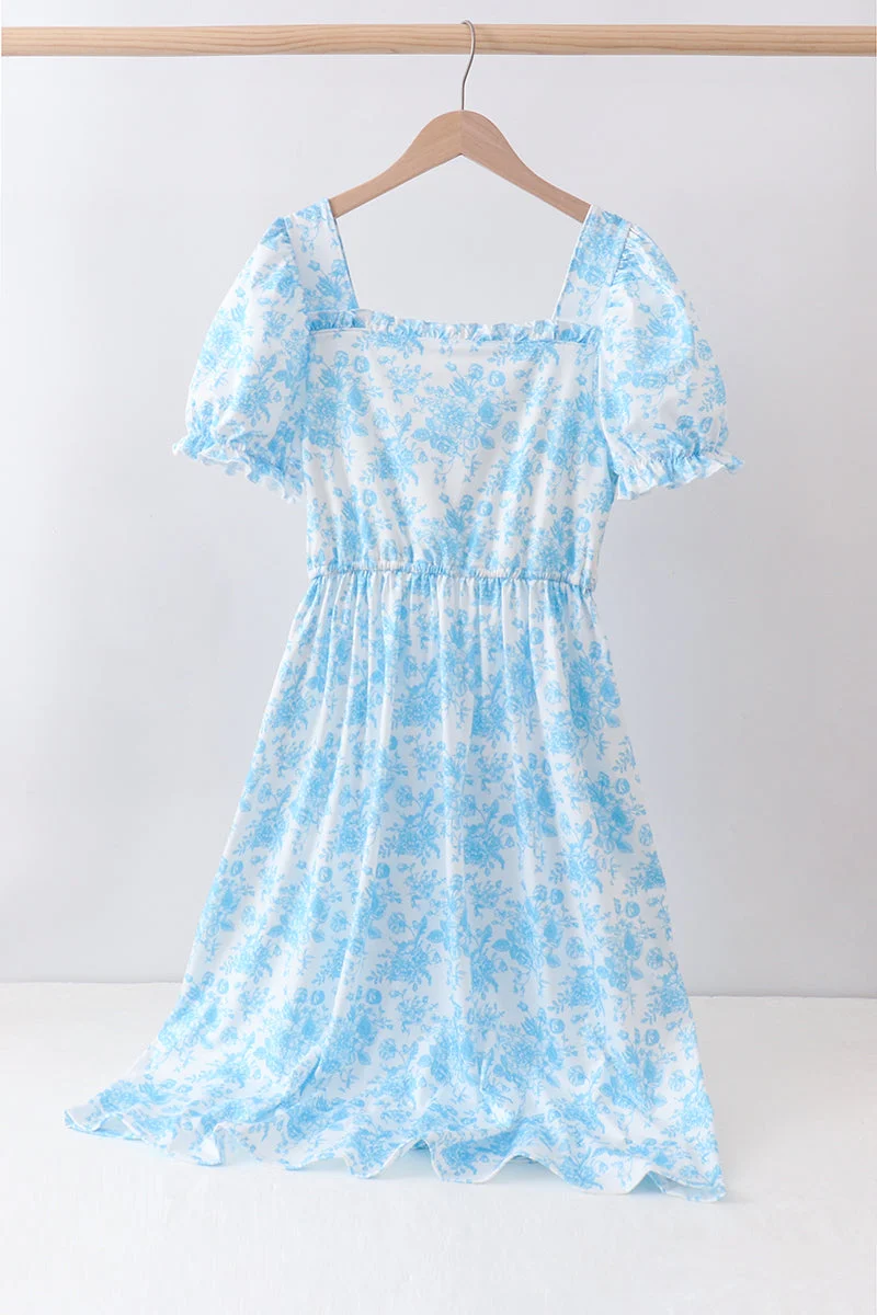 Trusted Blue rose print women dress Elite