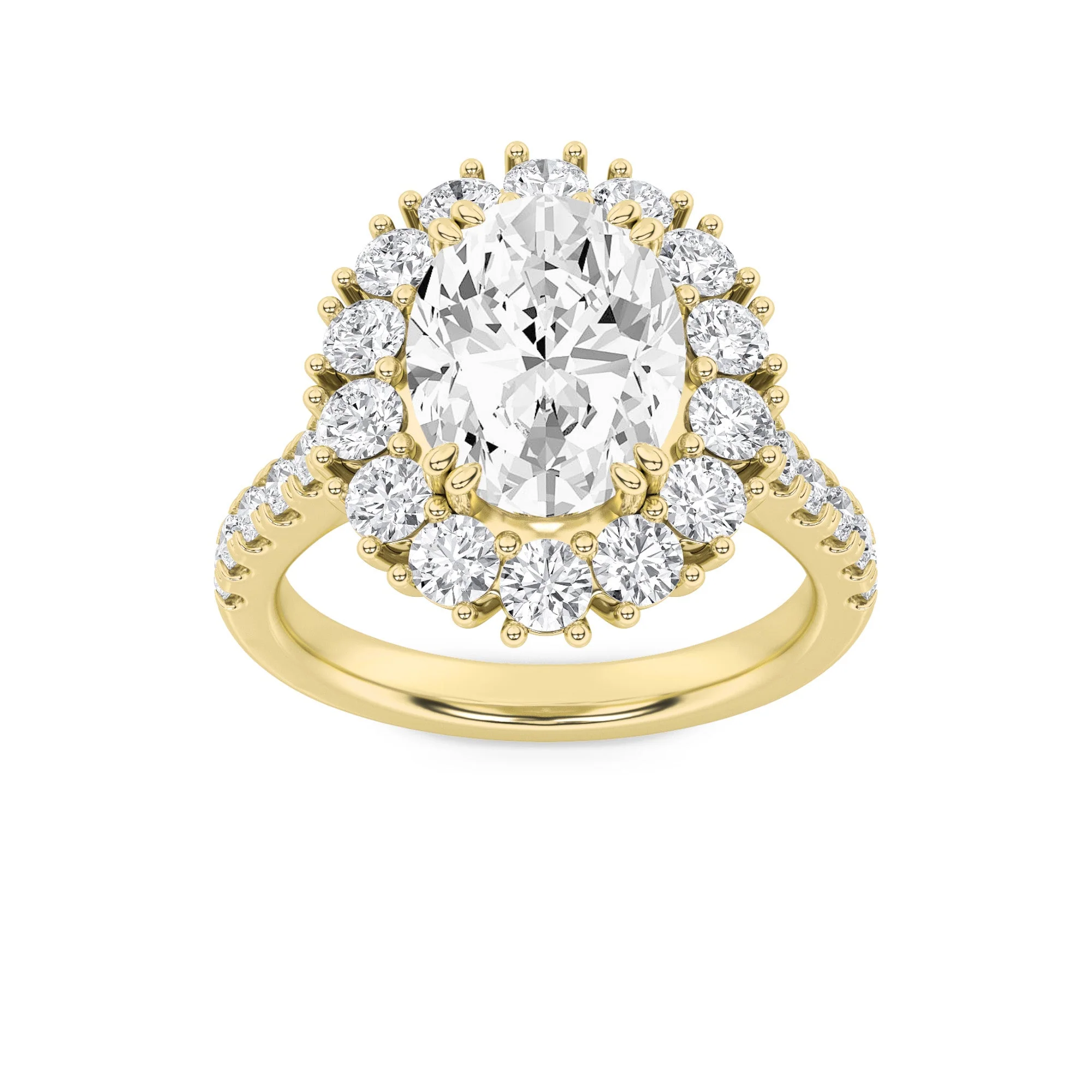 Trendy 4Cttw Oval Shaped Lab Grown Diamond F Bold Classic Engagement Ring in 14K Gold Fine