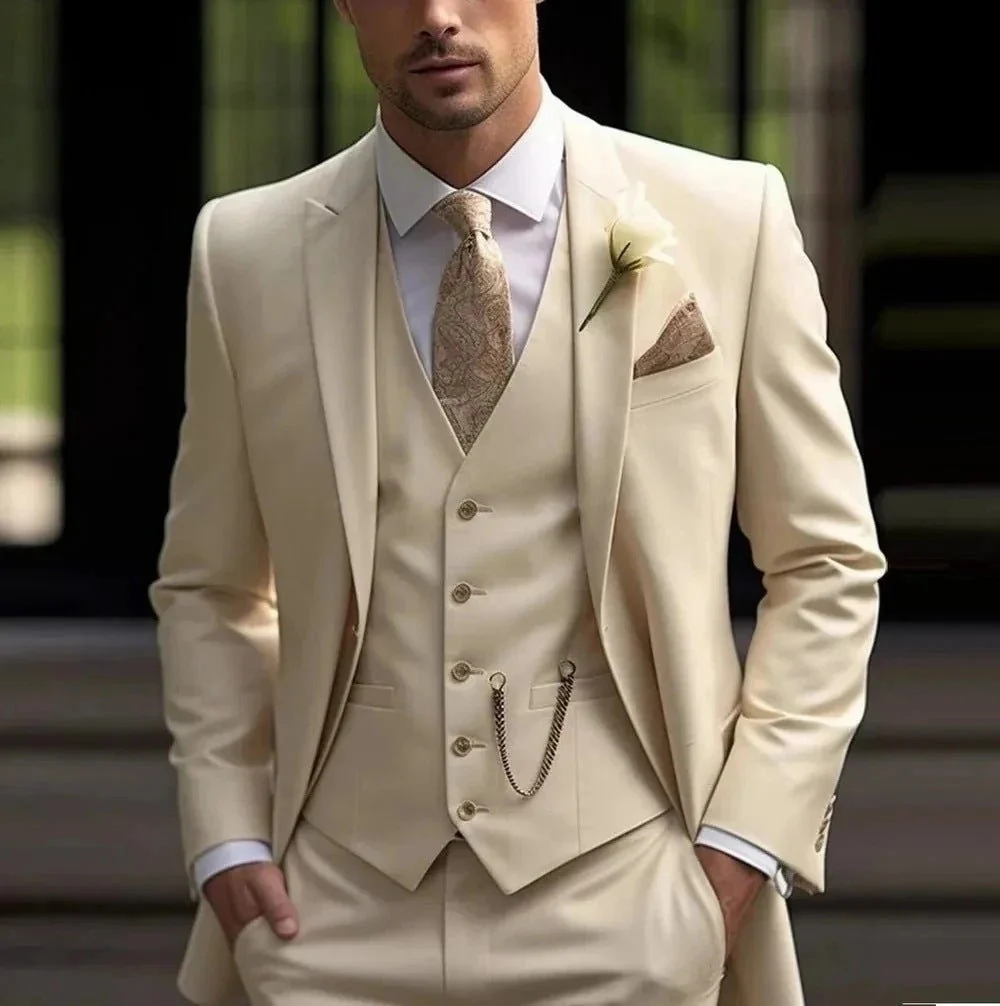Excellent Mens Slim-Fit Light Luxury Suit Practical