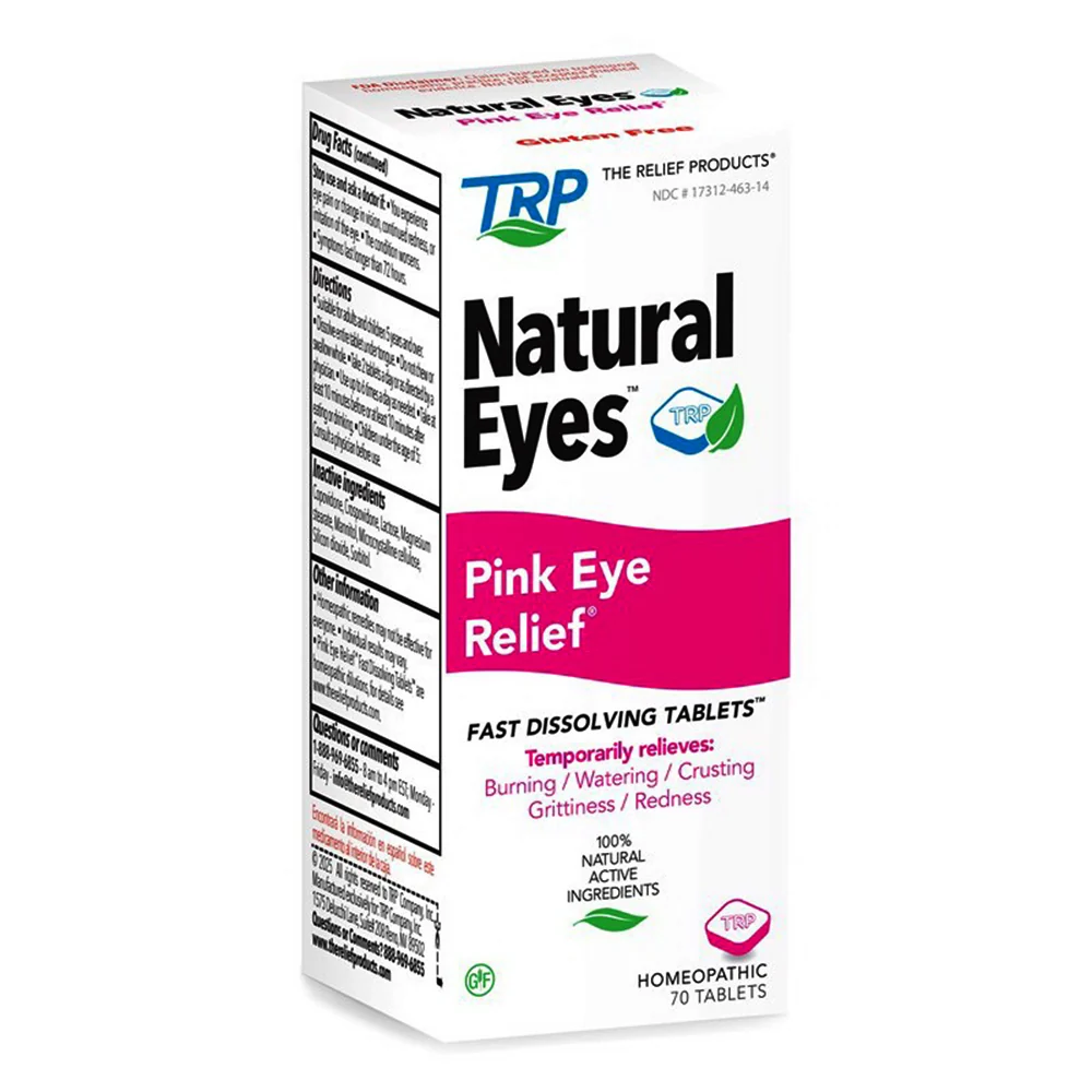 User-Friendly TRP Natural Pink Eye Relief Tablets Relieves Soothe Irritation Redness and Discomfort 70Ea Next-Generation