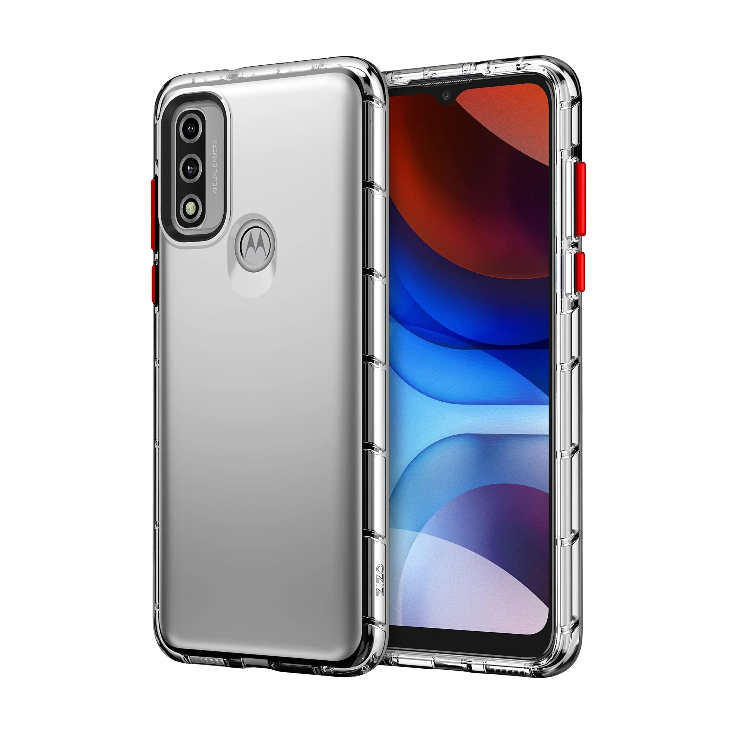 Reusable Zizo Surge Series for Moto G Pure Case - Sleek Clear Case Customizable Buttons - Clear Clean