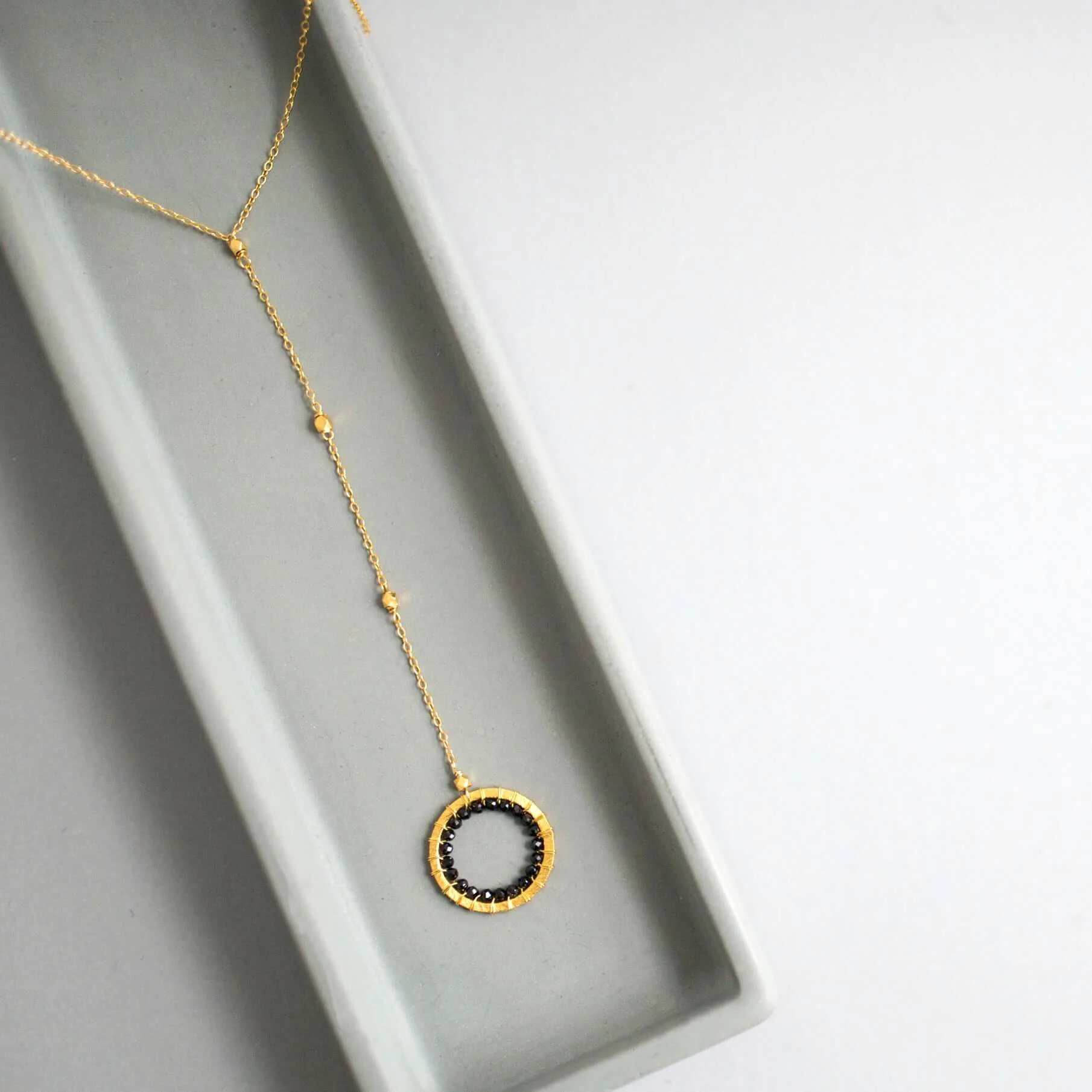 Optimized Black Spinel Halo Mini Y Pendant Prestigious