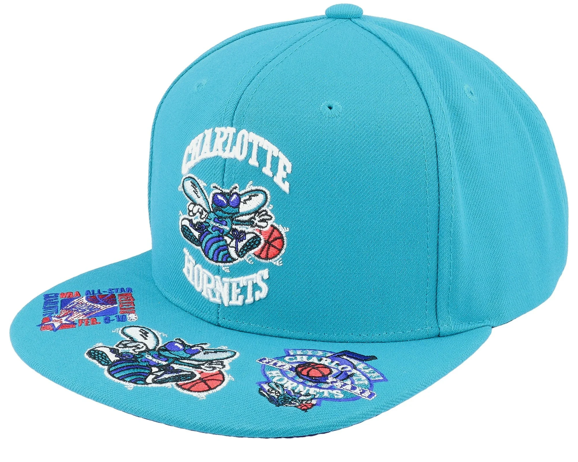 Dependable Mitchell Ness Men's NBA Front Face Snapback Hwc Hornets Snapback Caps Premium