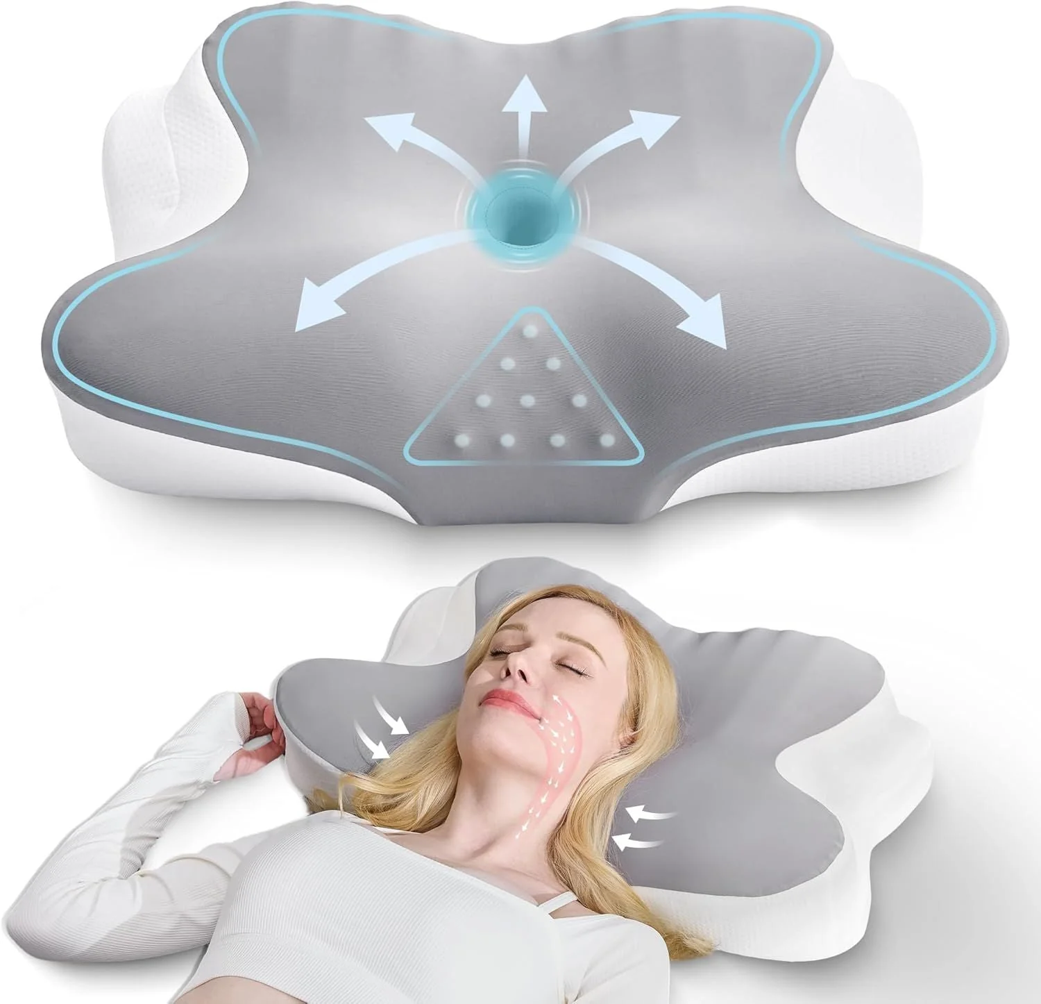 Premium Material Ergonomic Cervical Neck Pillow for Sleeping – Memory Foam Pillow with Massage Nodes for Neck Pain Relief Side Sleeper Back Support Stylish