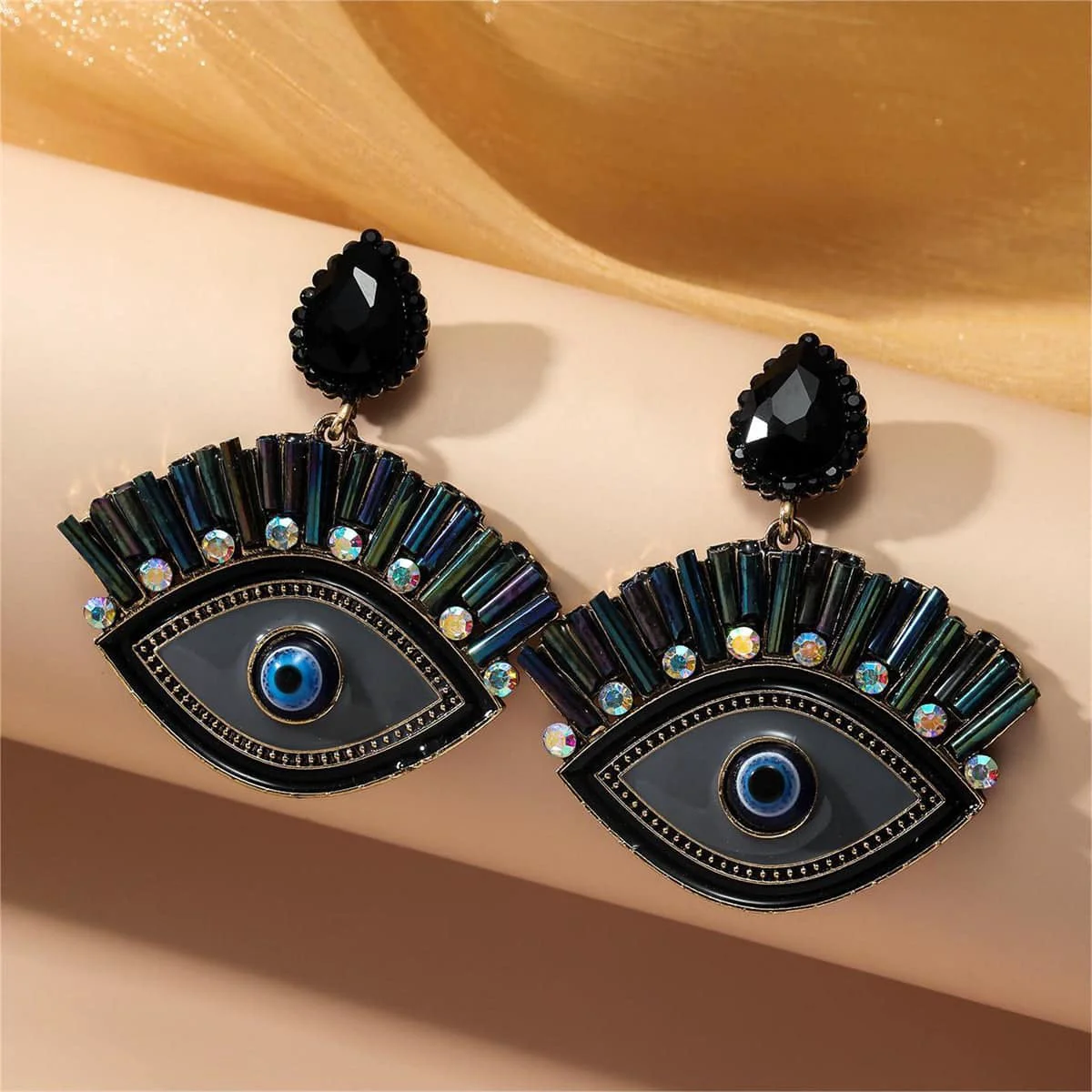 Stylish Gray Crystal Cubic Zirconia Eye Drop Earrings Artisan