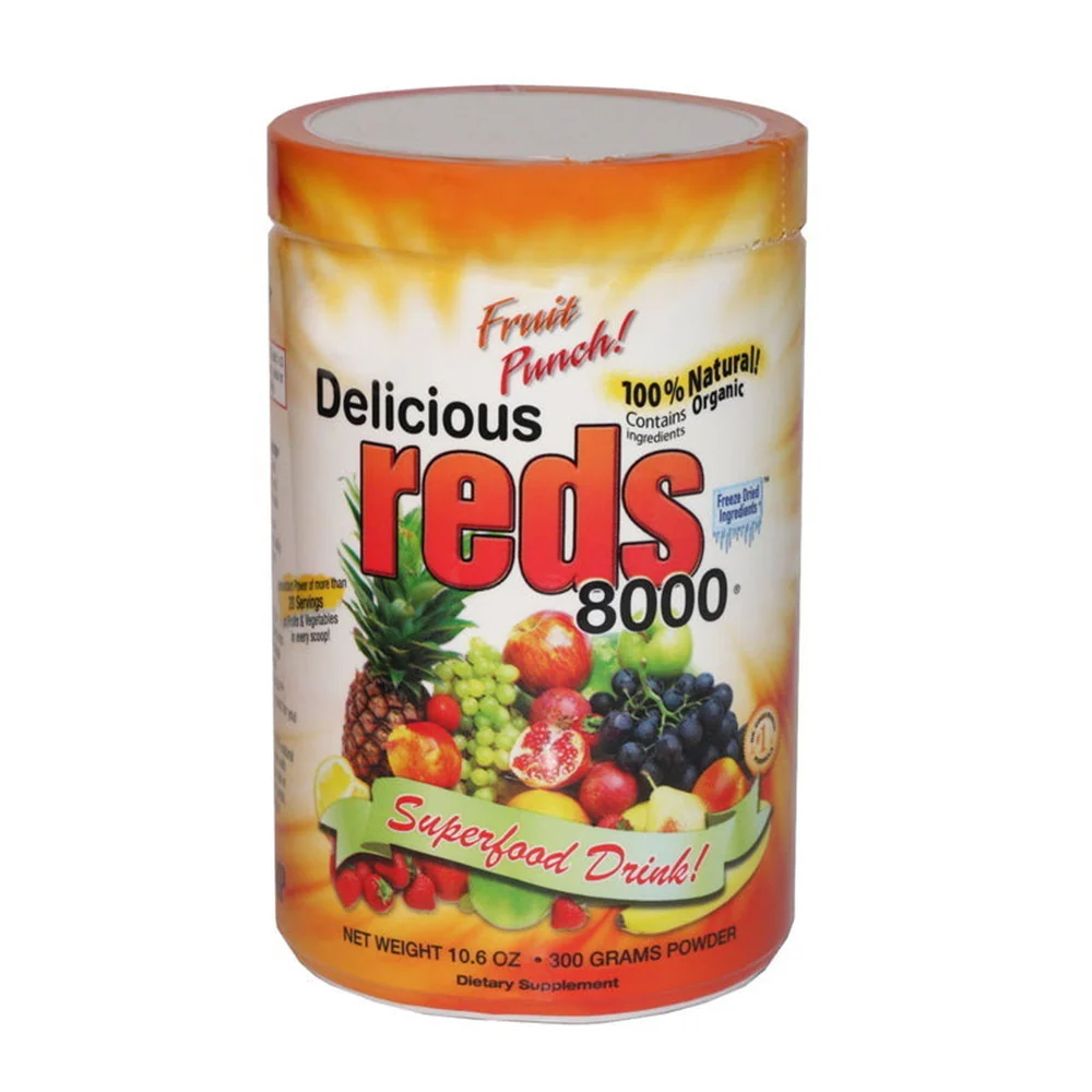 Genuine Greens World Delicious Reds 8000 Supplement Powder Fruit Punch 10.6 Oz Enhanced