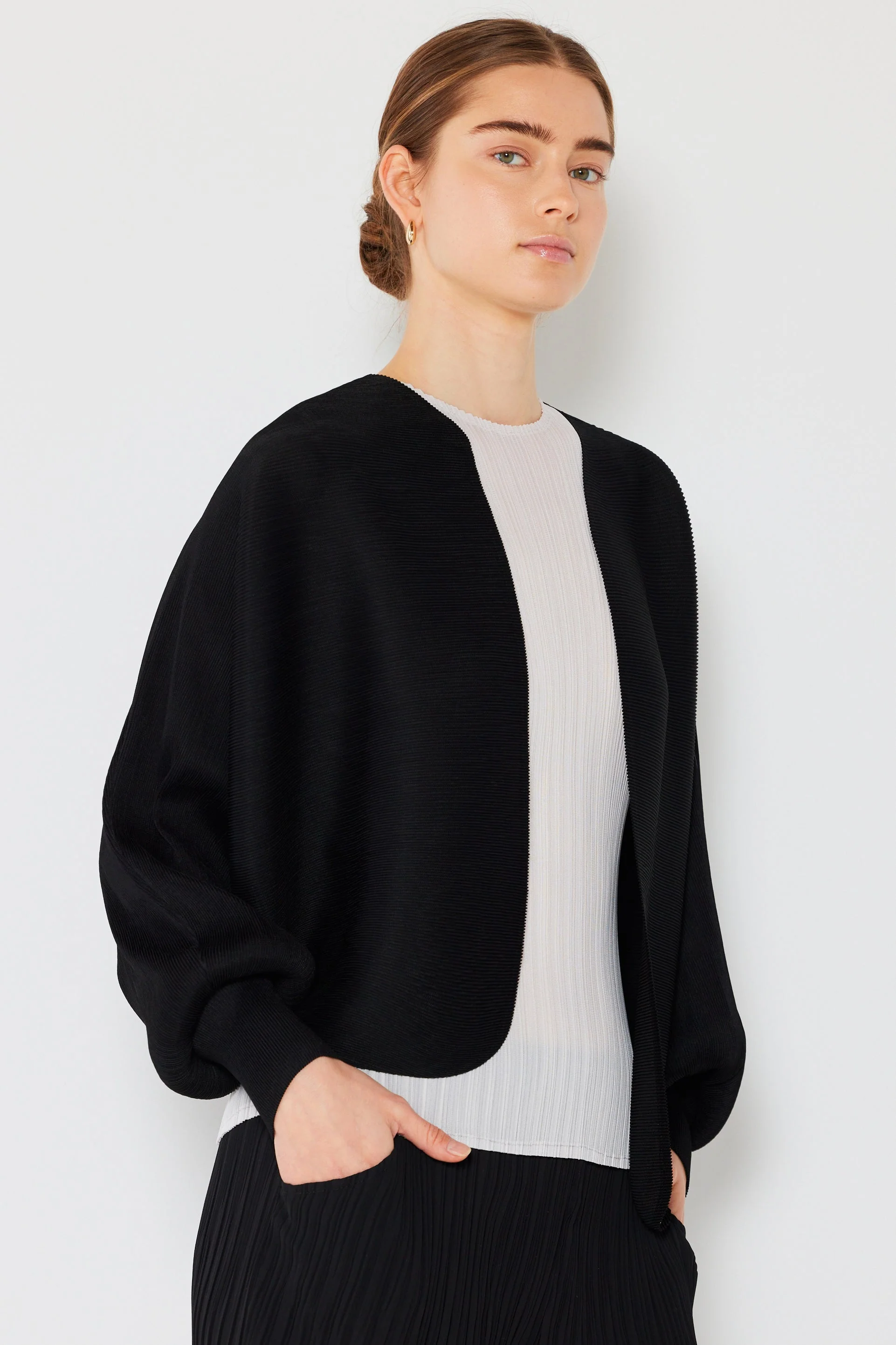 Selected Marina West Pleated Puff Sleeve Bolero Jacket J04SR - Black Official
