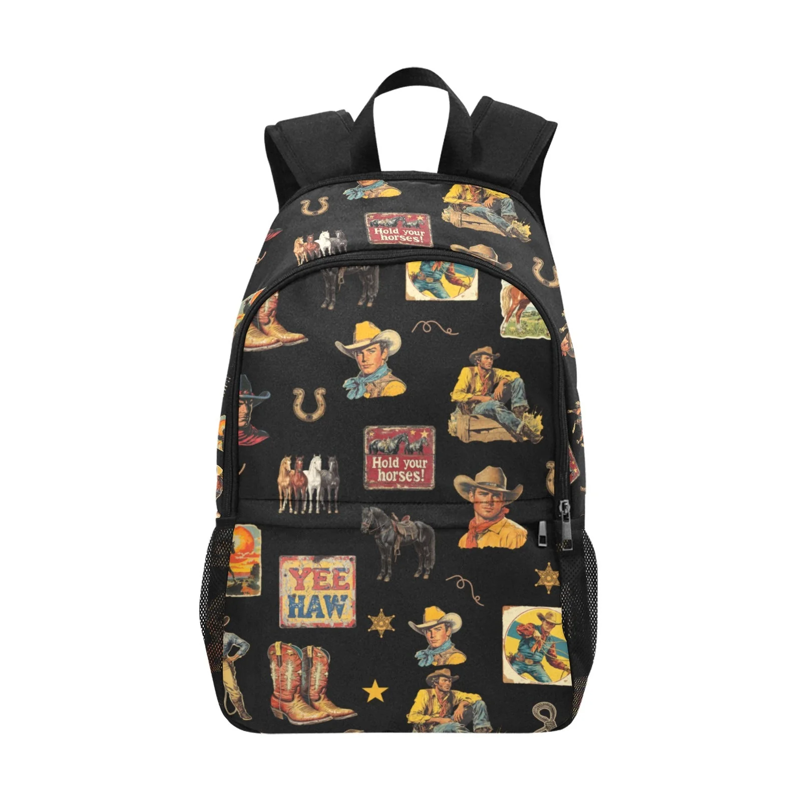 Sustainable Vintage Cowboy Collage Western Backpack Durable