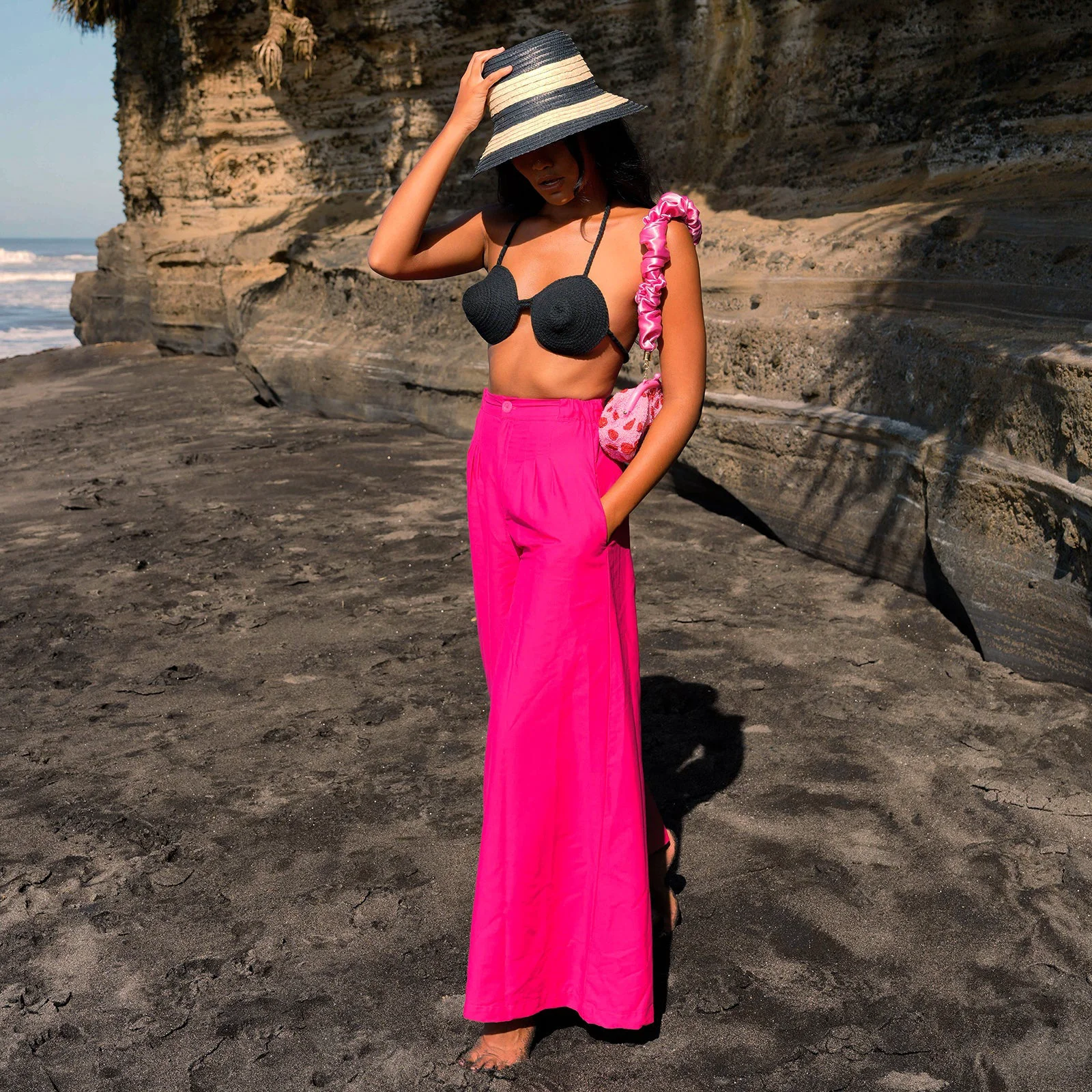 Specialty TAYLOR Wide-leg Palazzo Pants In Hot Pink Refined
