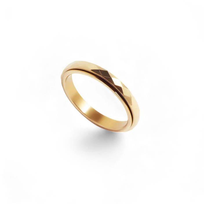 Soft Mint Lily Dainty Hammered Band Spinning Fidget Ring Versatile