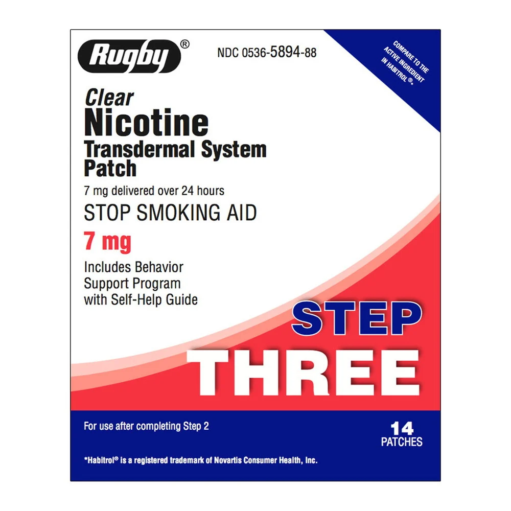 Exceptional Rugby Nicotine Transdermal System Patch Step 3 Stop Smoking Aids 14 Ea Excellent