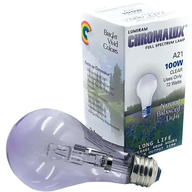 Solid Chromalux Full Spectrum A21 Clear Bulb 100W 1 Ea Versatile