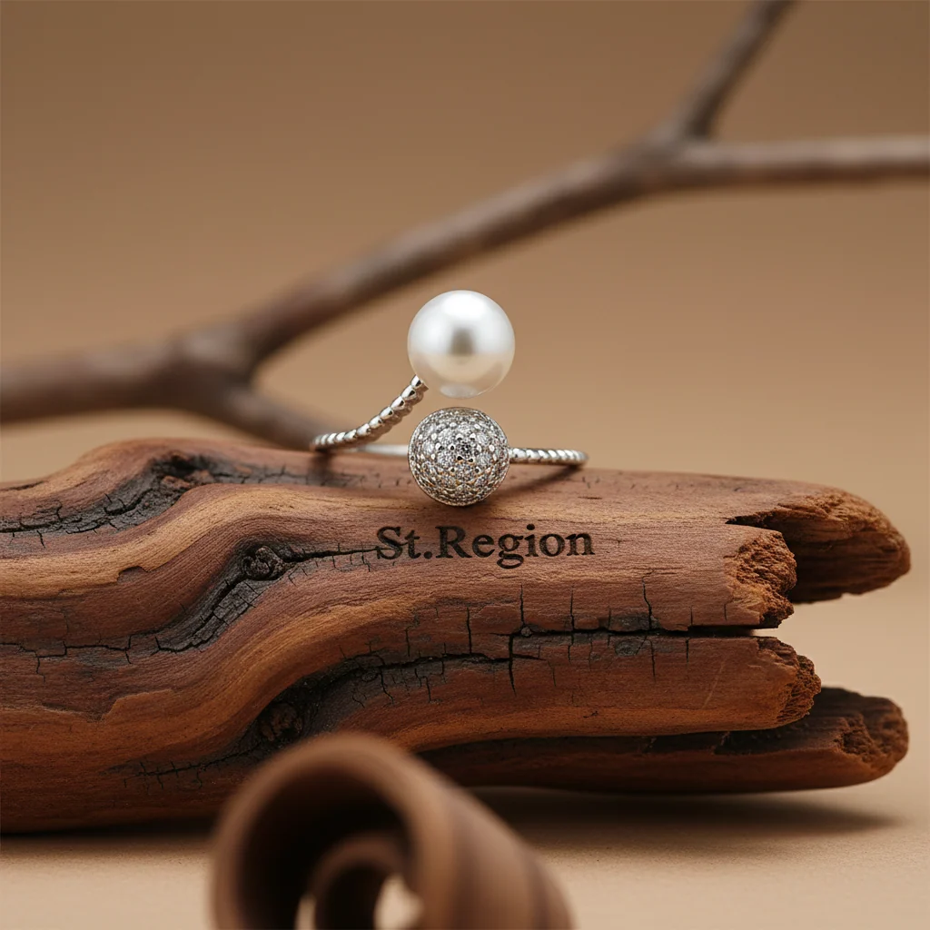 Secure Pearl Cubic Zirconia Pavé Adjustable Bypass Ring Environmentally Friendly