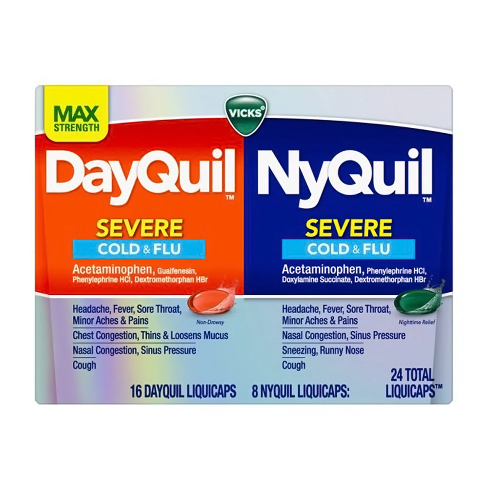 Verified Vicks Dayquil Nyquil Severe Cough Cold Flu Relief LiquiCaps 24 Ea Fashionable
