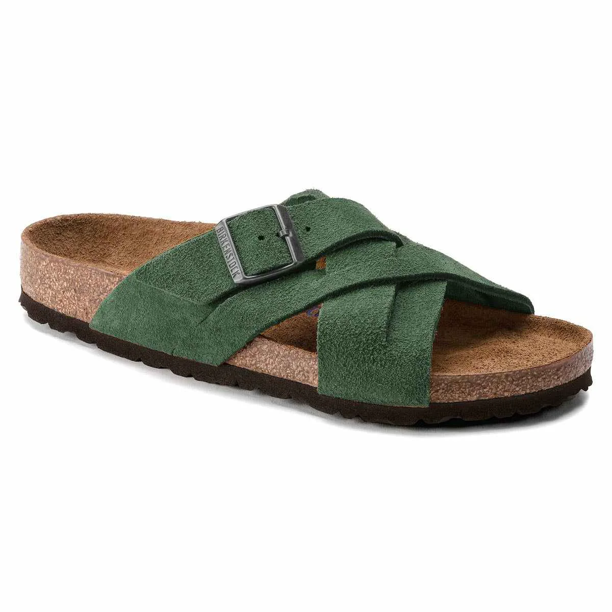 Premium Material Birkenstock Lugano Suede Leather Soft Footbed Mountain View Green Sandals Easy-to-Use