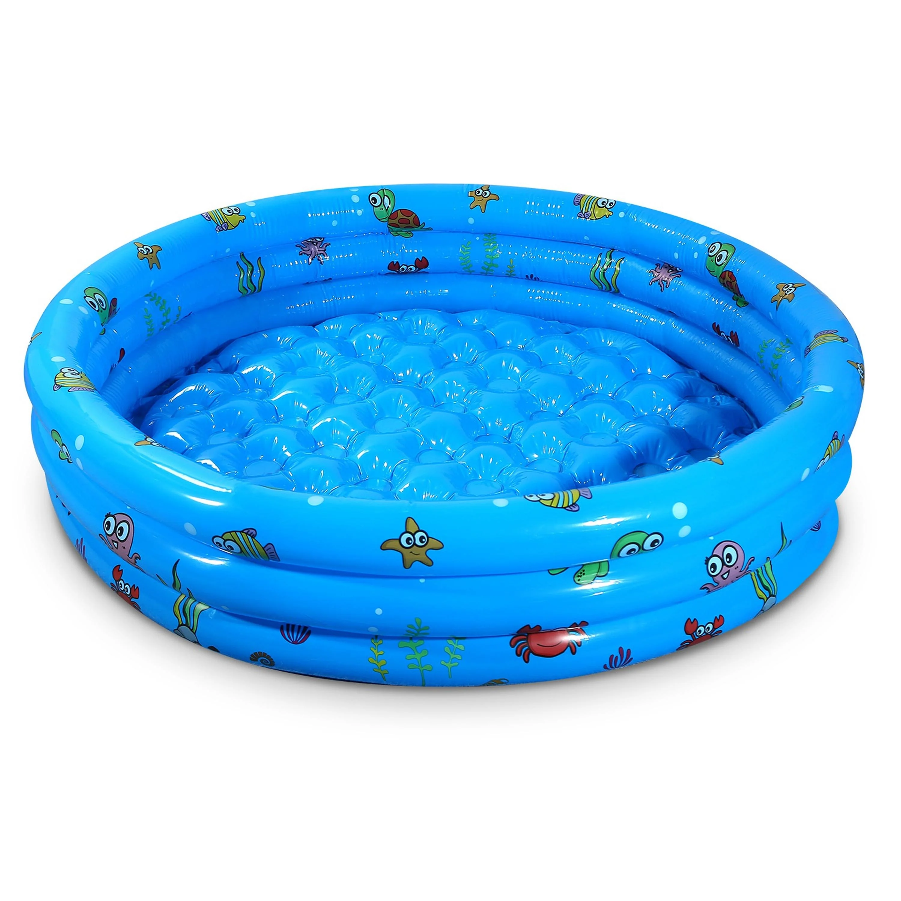 Outstanding Fresh Fab Finds 51x13 Inflatable Swimming Pool Blow Up Family Pool For 3 Kids Foldable Swim Ball Pool Center w 4 Valves Bottom Water Drain Plug For Indoor Backyard Comfortable