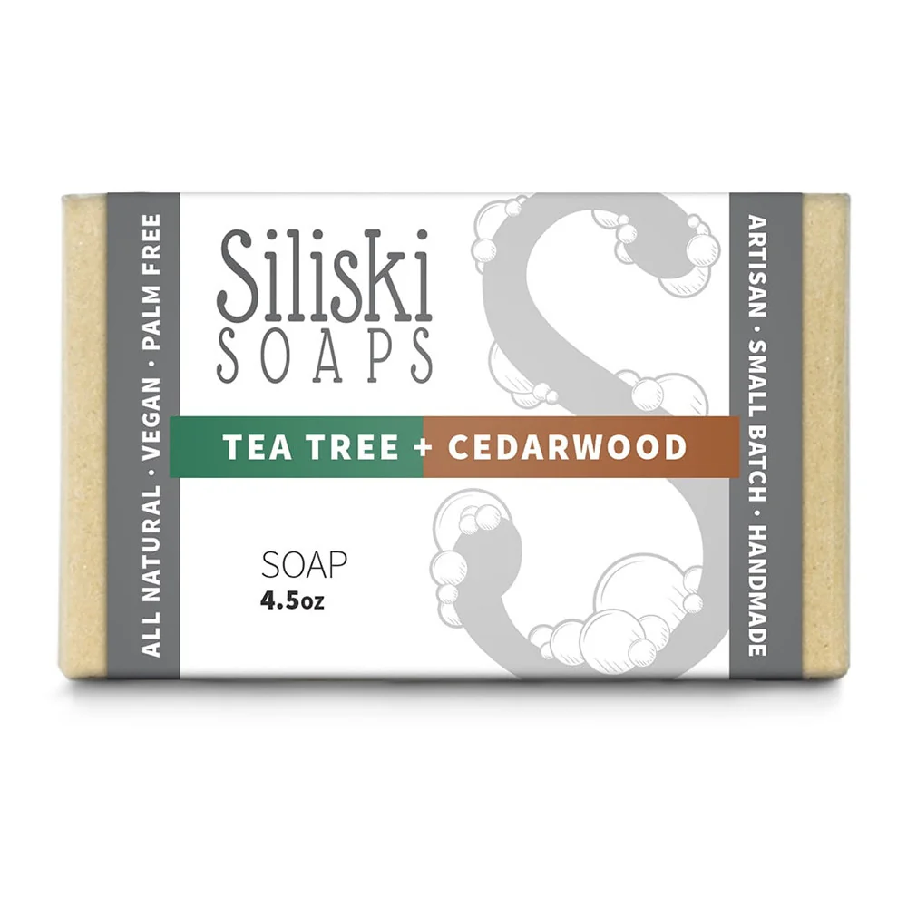 Carefully Designed Siliski Soap Simple Skincare Bath Soap Tea Tree and Cedarwood 4.5 Oz Powerful