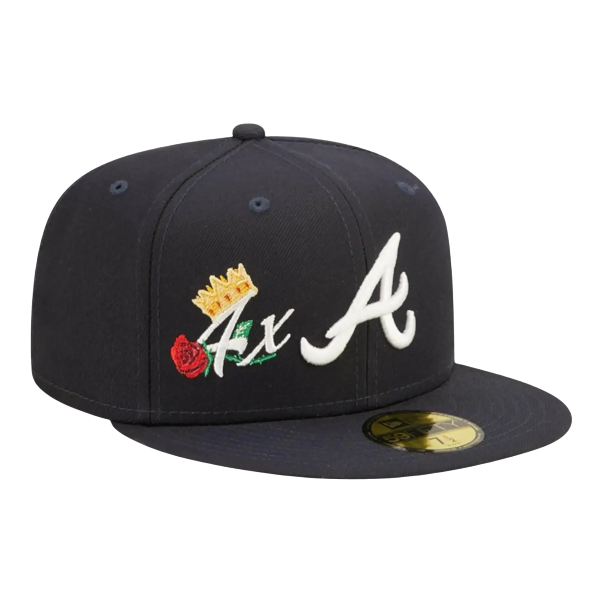 Fine New Era Atlanta Braves Crown Champs WS Men Fitted Hat Navy Prestigious
