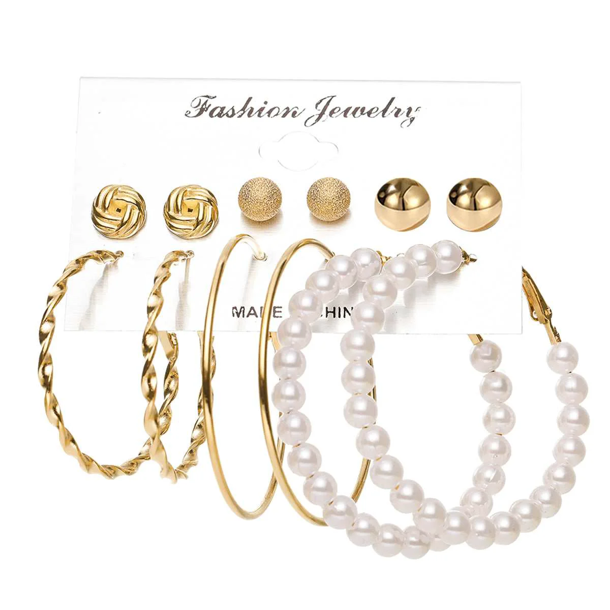 Certified Pearl Goldtone Frosted Twisted Hoop Earring Set World-Class